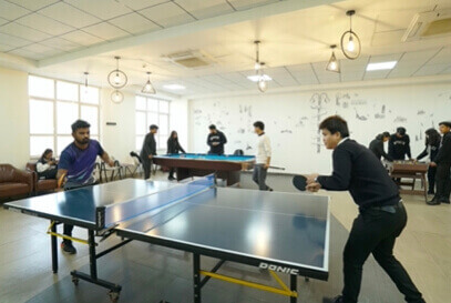 students playing table tennis